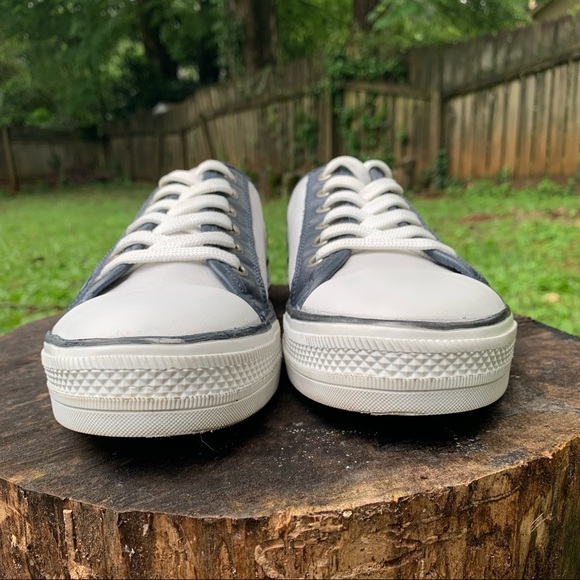 Moda in Pelle white navy leather buckle trainers - Picture 2 of 15